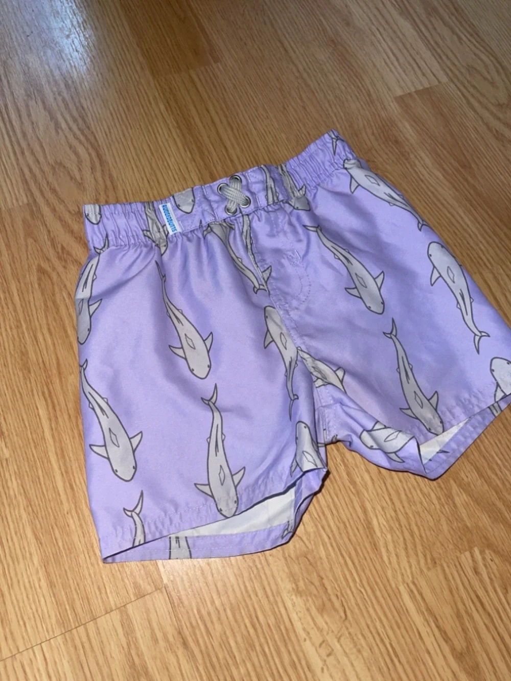Rugged Butts  by RuffleButts Size 2t Purple Jawsome Shark Print Swim Trunks
